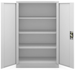 Biurowa szafa metalowa na akta KEVIN, 900 x 1400 x 400 mm, szara