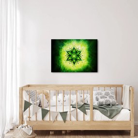Obraz - Kwiatowa mandala na zielonym tle (70x50 cm)