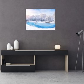 Obraz na szkle - Lodowe jezioro (70x50 cm)