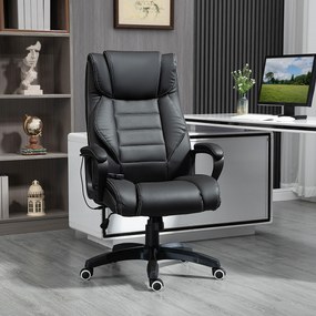 Vinsetto Fotel Biurowy z Masażem, Regulowany, Ergonomiczny, Obrotowy, Krzesło Komputerowe, Gamingowe z 6 Punktami Wibracyjnego Masażu, Czarne, 66 x 78 x 112-120 cm