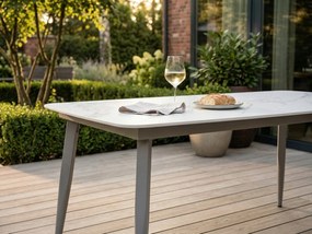 Stół ogrodowy aluminiowy beżowy 180x90 cm Spiek kamienny solidny i trwały