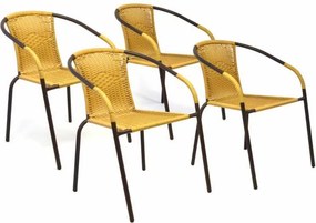 Zestaw 4 sztuk krzeseł ogrodowych wyplatanych pilirattanem - beżowe