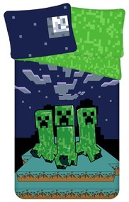 Zielono-niebieska bawełniana pościel dziecięca jednoosobowa 140x200 cm Minecraft "Sssleep Tight" – Jerry Fabrics
