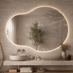 Lustro o nieregularnym kształcie oszlifowane z podświetleniem LED MOON DECOR| Różne rozmiary | Różne kolory