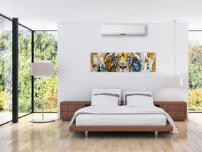 Obraz - Abstrakcyjny obraz olejny z lwem (170x50 cm)