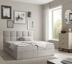 Jasnoszare tapicerowane łóżko kontynentalne 5 rozmiarów M8-R19