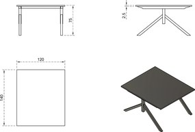 Stół konferencyjny w stylu industrialnym Mars Workstation 2 120x140 cm