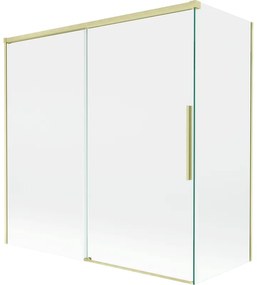 Mexen Rox parawan nawannowy 2-skrzydłowy rozsuwany 160 + 70 x 150 cm, transparent, złoty szczotkowany - 8C9-160-070-55-00