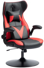 Vinsetto Fotel Gamingowy z funkcją Kołysania, Obrotowy, Regulowany, Z Tapicerowanym Siedziskiem, Metal, 67 x 71 x 112 cm, Czerwony