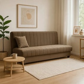 Sofa z Funkcją Spania SIGMA Rozkładana Wersalka Dwuosobowa Beżowa Nowoczesna do Salonu