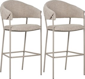 Zestaw 2 krzeseł barowych - materiał i metal - beżowy - KARTAR