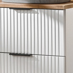 Zestaw Szafka umywalkowa biała ASTROS 60 x 46 cm White z dębowym blatem OAK
