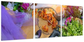 Obraz - letni piknik (z zegarem) (90x30 cm)