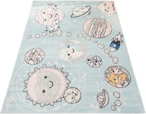 Turkusowy dywan z planetami do pokoju dziecięcego A6-N06