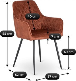 Krzesło Tapicerowane do Jadalni BRESSO Rude Welurowe Nowoczesne Loft