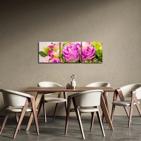 Obraz róż (z zegarem) (90x30 cm)