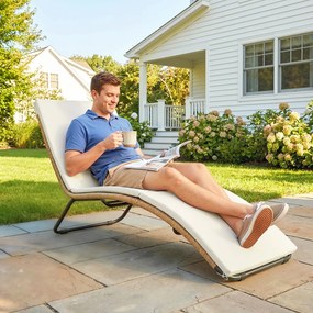 Outsunny Leżanka rattanowa w kształcie litery S z poduszką, oddychająca powierzchnia, stalowa rama | Aosom PL