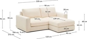 Beżowy narożnik z tkaniny szenilowej (prawostronny/z szezlongiem) Alea – Kave Home