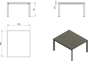 Nowoczesny stół biurowy Pason Workstation 2 120x140 cm