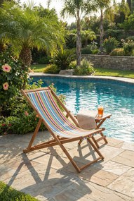 Kolorowy leżak materiałowy z drewna eukaliptusa R5-S73