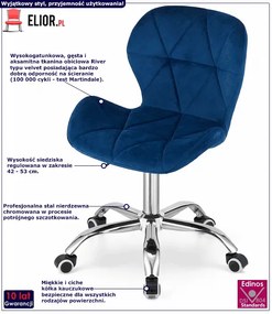 Granatowy pikowany fotel obrotowy welurowy - Infis 4X