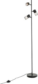 Industrialna lampa stojąca czarna 3-światłowa - Jim