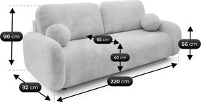 Sofa VIDI Rozkładana Dwuosobowa Szara Szenil Japandi