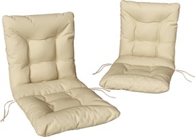 Outsunny Wodoodporne poduszki na krzesła z oparciem i paskami do użytku wewnętrznego i zewnętrznego, beżowe | Aosom PL