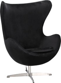 Designerski fotel uszak Jajo Velvet na srebrnej podstawie, insp. Egg