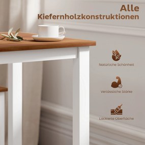 HOMCOM Zestaw do jadalni, stół, 4 krzesła, zestaw do jadalni, drewno sosnowe, brązowy + biały