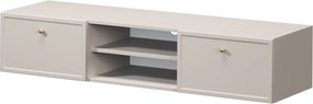 Szafka RTV wisząca Lorini 150 cm z szufladami - kaszmir / złote uchwyty