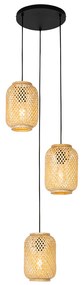 Orientalna lampa wisząca bambusowa 3-światłowa - YvonneKolonialny Oswietlenie wewnetrzne