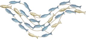 HOMCOM Sztuka ścienna z metalu, motyw ryb, odporna na rdzę, nowoczesny styl, elegancka, Jasnoniebieski | Aosom PL