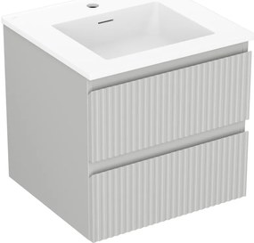 Mexen Rivel szafka łazienkowa 50 cm z umywalką Otis, 2 szuflady, ryflowana , szara mat/biała mat - 91A20-05047-2-BFF62-W18M01