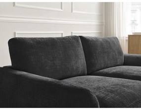 Czarny narożnik z tkaniny szenilowej (prawostronny/z szezlongiem) Leonore – Bobochic Paris