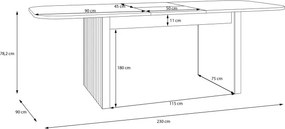 Rozkładany stół jadalniany 180-230 cm z lamelami Jytana 7128, dąb Riva