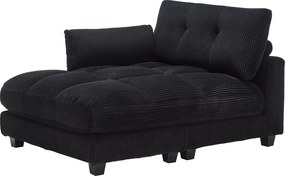 Sofa 1-osobowa z tapicerowanym oparciem, portem USB i uchwytem na kubek – czarny sztruks