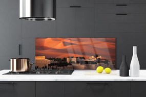 Panel Szklany do Kuchni Sylwetka Nowoczesnego Miasta