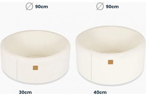 Okrągły suchy basen z piłeczkami 7cm dla dziecka, 90x40cm/300 piłek, boucle, biały, piłki: złoty, beż, biały, transparent - meowbaby®