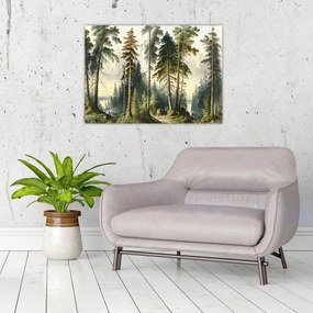 Obraz - Krajobraz lasów w stylu vintage (70x50 cm)