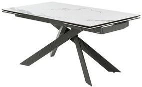 Rozkładany stół jadalniany 6-10-osobowy z ceramiki i metalu – imitacja marmuru w kolorze białym i antracytowym – COREMA marki Pascal MORABITO