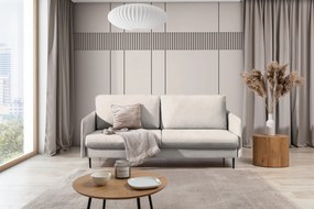 Kanapa z funkcją spania Taila - beżowa plecionka Loft 01 / czarne nogi