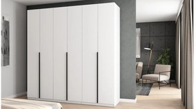 Szafa 6 drzwiowa otwierana 240 x 240 cm – biała z czarnymi uchwytami