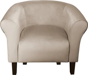 Fotel Milo tkanina Welur wygodny fotel tapicerowany do salonu i sypialni : Kolor nogi - Venge, Kolor tkaniny - VELVET - MG09, Wysokość nogi - 15 cm