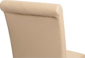 Krzesło do jadalni M37 (zestaw 6 sztuk),  Skóra, kremowy, ciemne nóżki