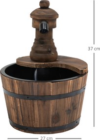 Outsunny® fontanna ogrodowa dekoracyjna studnia beczka wodospad drewno jodłowe + metal drewno naturalne∅27 x 37 cm