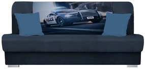Granatowa wersalka rozkładana z motywem policji - Piovia 18X