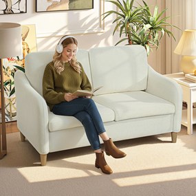 HOMCOM Dwuosobowa sofa mała sofa w stylu Sherpa-fleece 137 cm do salonu kremowa | Aosom PL