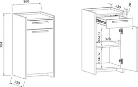 Kaszmirowa wąska komoda z szufladą na ubrania Z8-R50