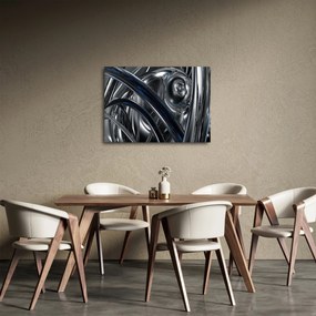 Obraz szarej abstrakcji z niebieskim (70x50 cm)